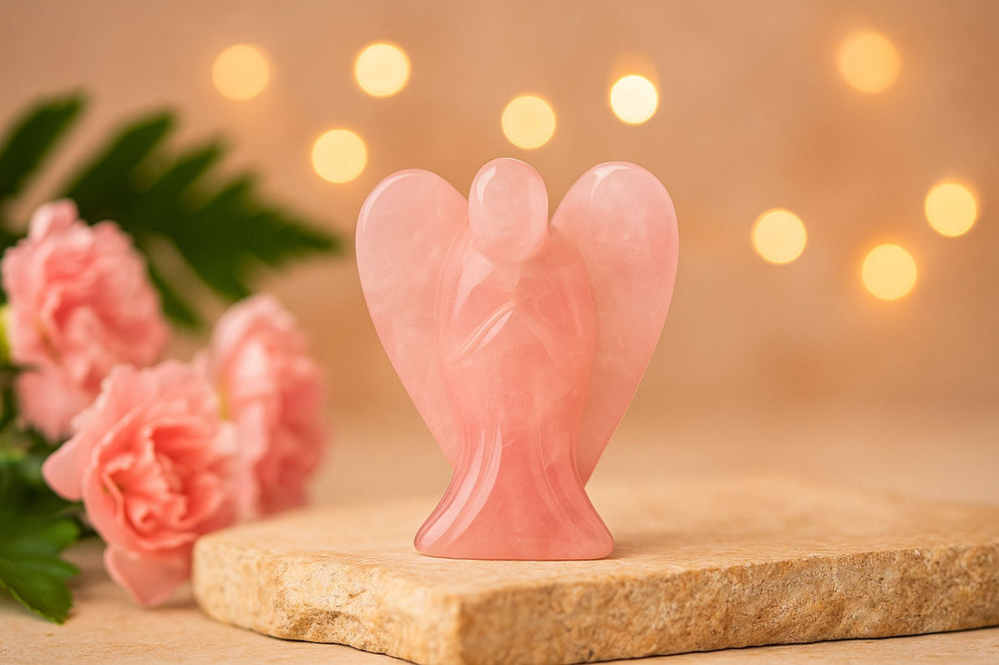Pink color Rose Quartz Angels Figurine