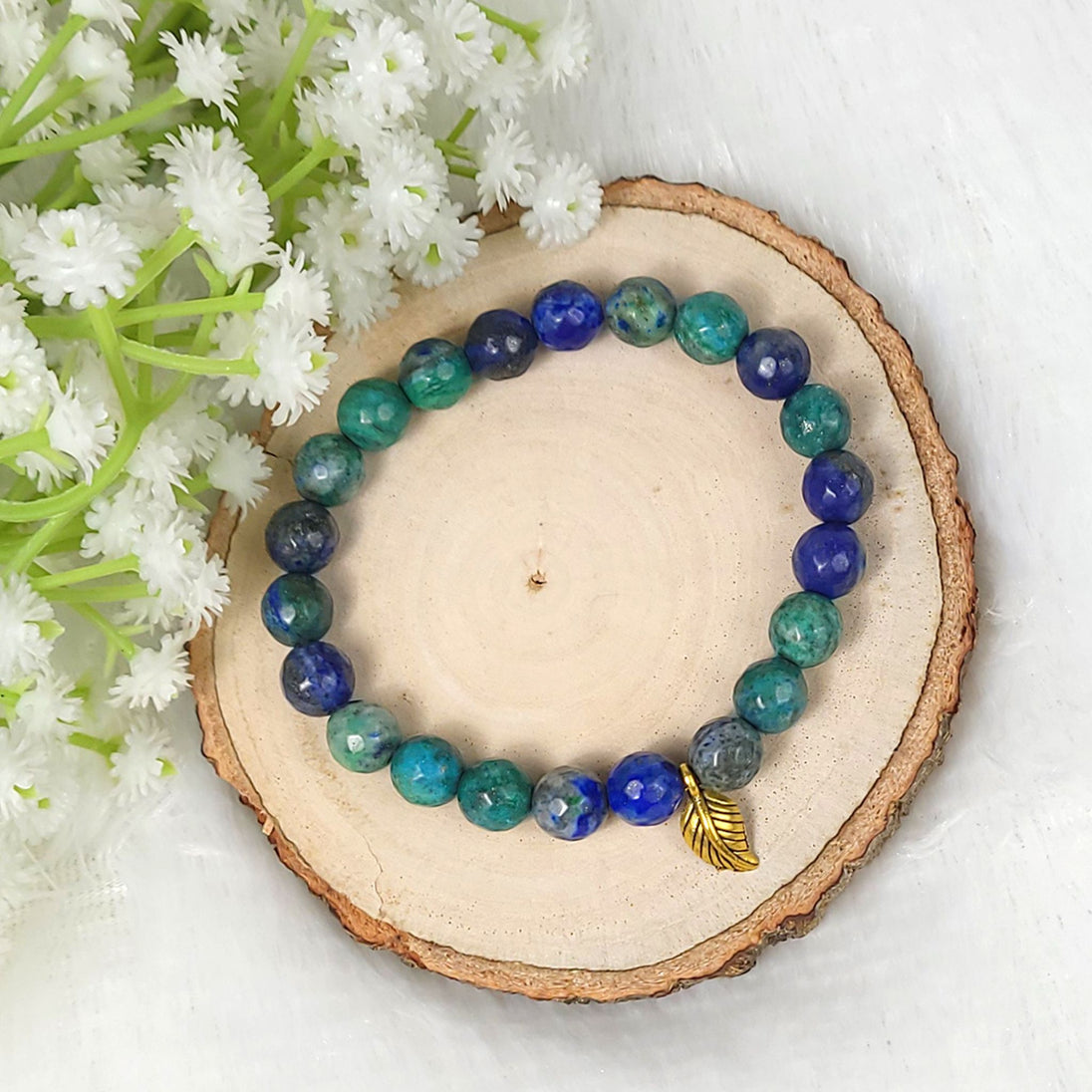 First Image of Blue And Green Beads Azurite Crystal Bracelet