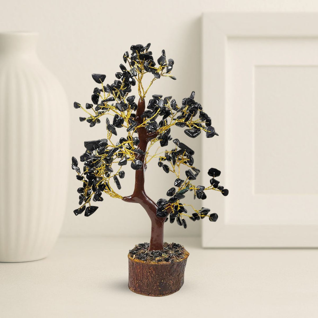 Black Obsidian Crystal Tree on a white background image