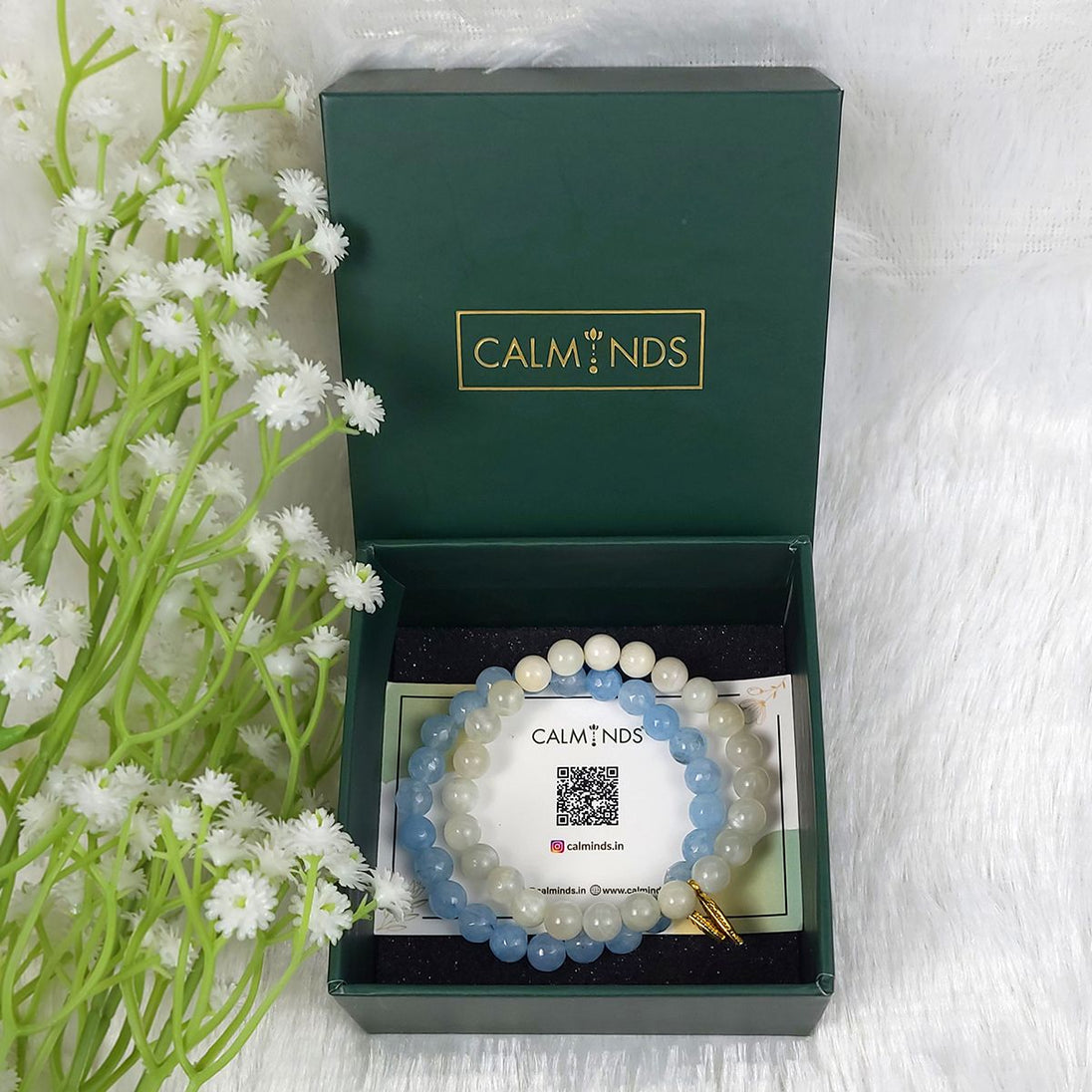 Aquamarine and Moonstone Bracelets with boxing by Calminds