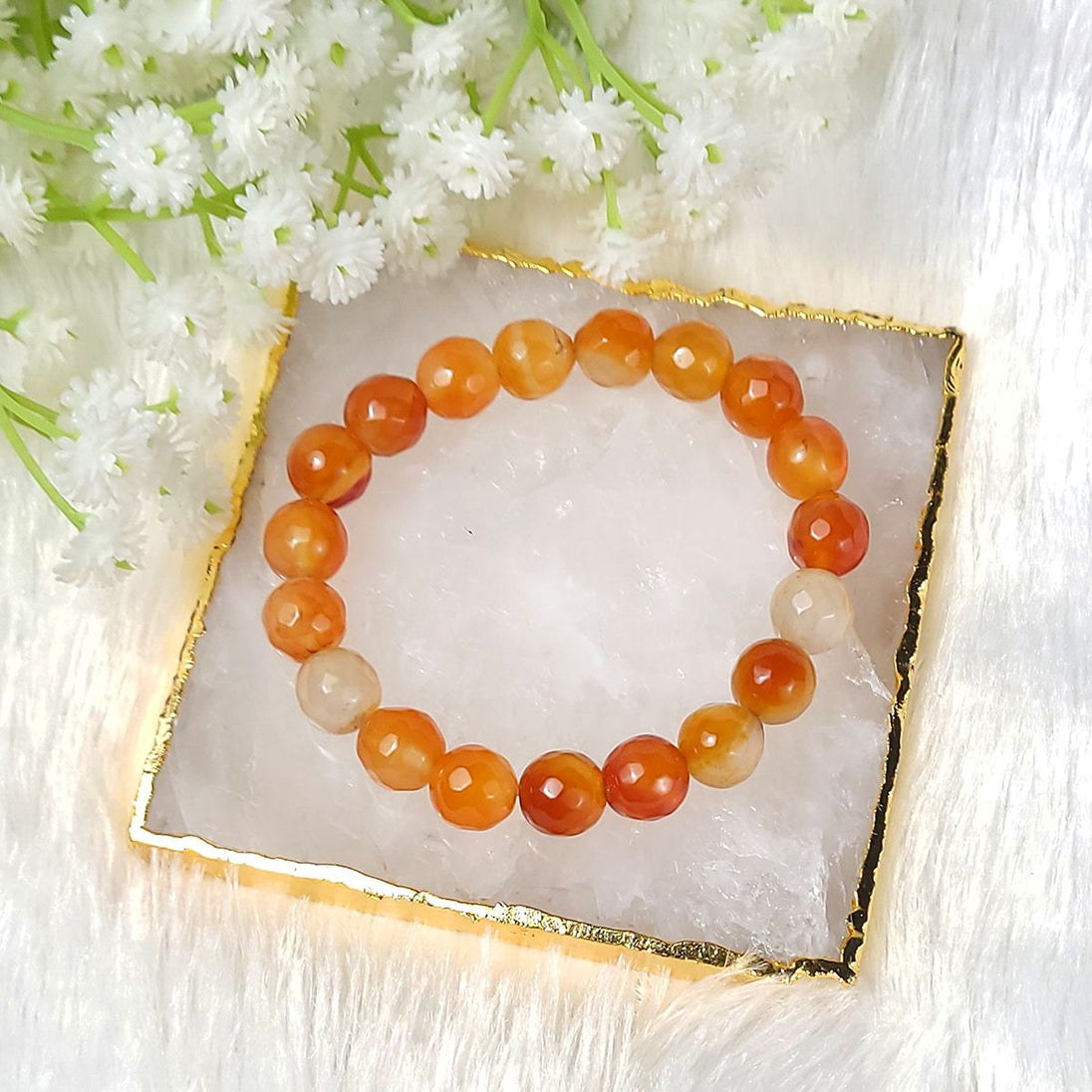 orange color 10mm bead size carnelian bracelet by calminds
