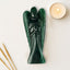 green color crystal handmade angel figurine by calminds on a white background