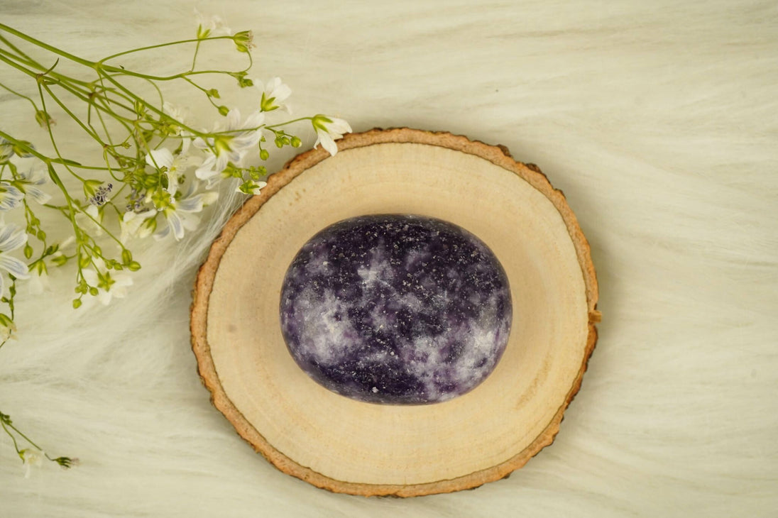 Purple Lepidolite Palm Stone by calminds