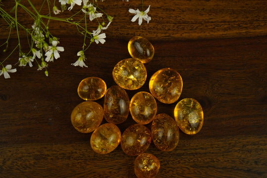 yellow color Natural Citrine Tumbles by Calminds