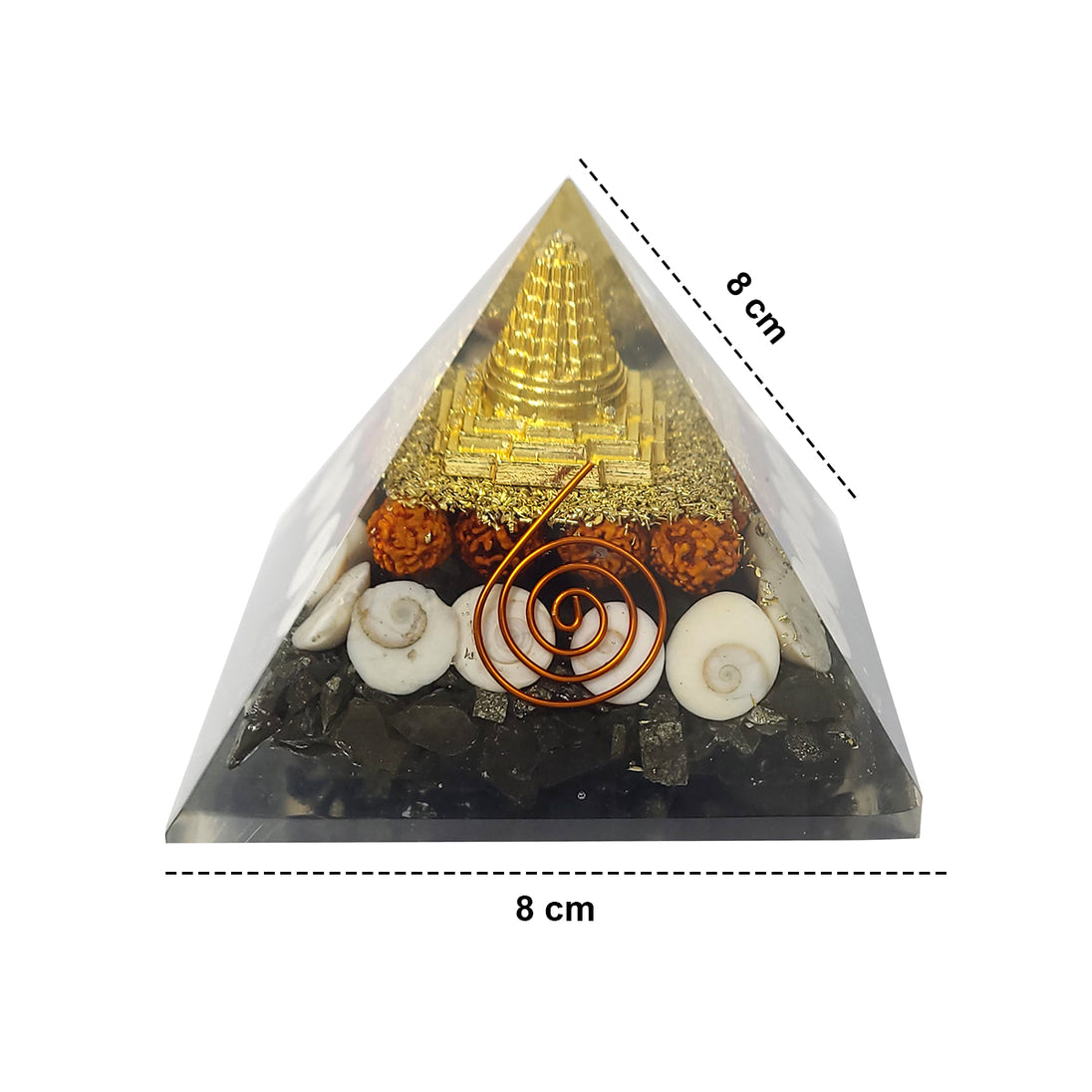 Pyrite Orgonite Pyramid measurement