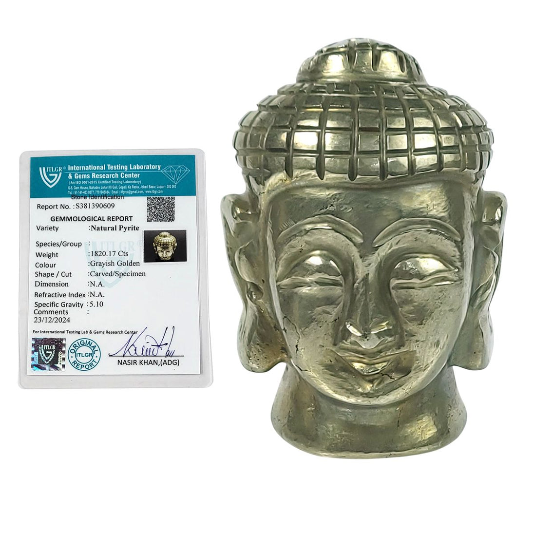 Pyrite Buddha Head with certificate