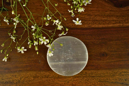 Transparent Round Selenite Charging Plate by calminds