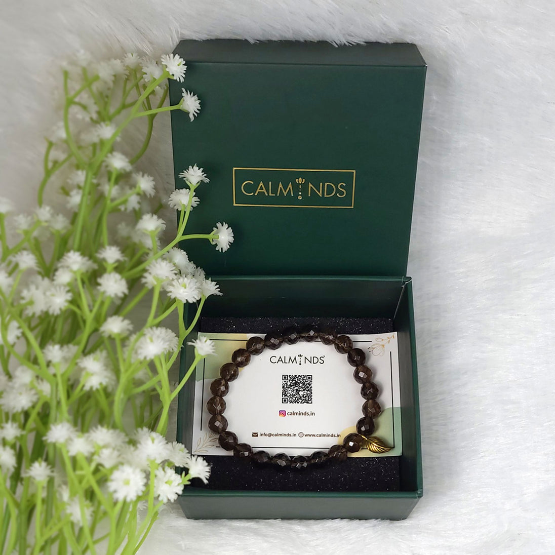 Smoky Quartz Bracelet with calminds box