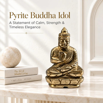 Certified Pyrite Buddha Idol | Hand-Carved Single Piece