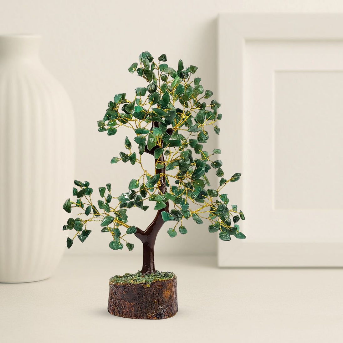 Green Aventurine Crystal Tree with wooden base | Calminds