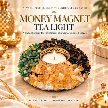 Money Magnet Tea Light Holder in the Pyrite Ganesha Dhanteras Set
