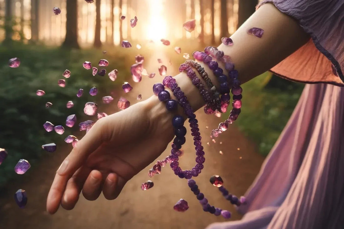 ai image of purple crystal breaking from hand