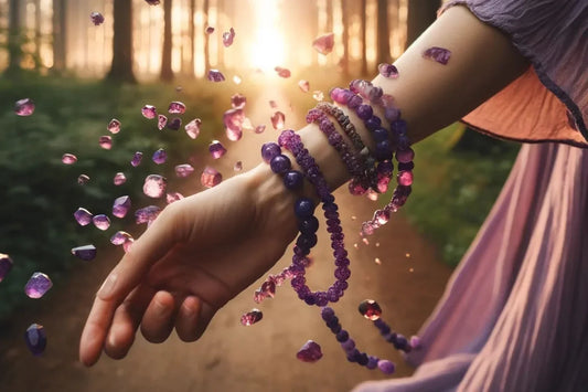 ai image of purple crystal breaking from hand