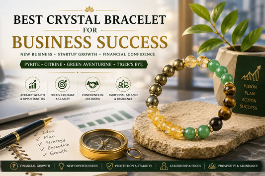 Best Crystal Bracelet for Business Success Featuring Pyrite Citrine Green Aventurine and Tigers Eye