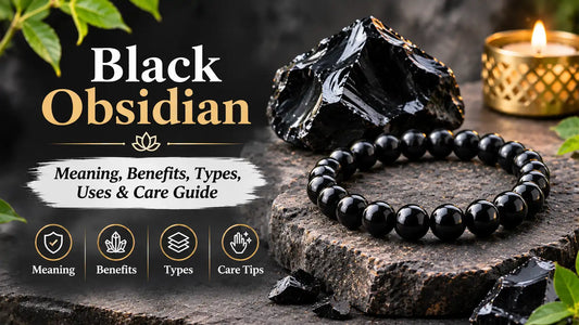 Black obsidian bracelet with raw natural volcanic glass