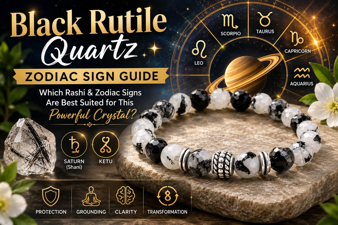Black Rutile Quartz Zodiac Sign Guide for Scorpio Taurus Capricorn Aquarius and Leo