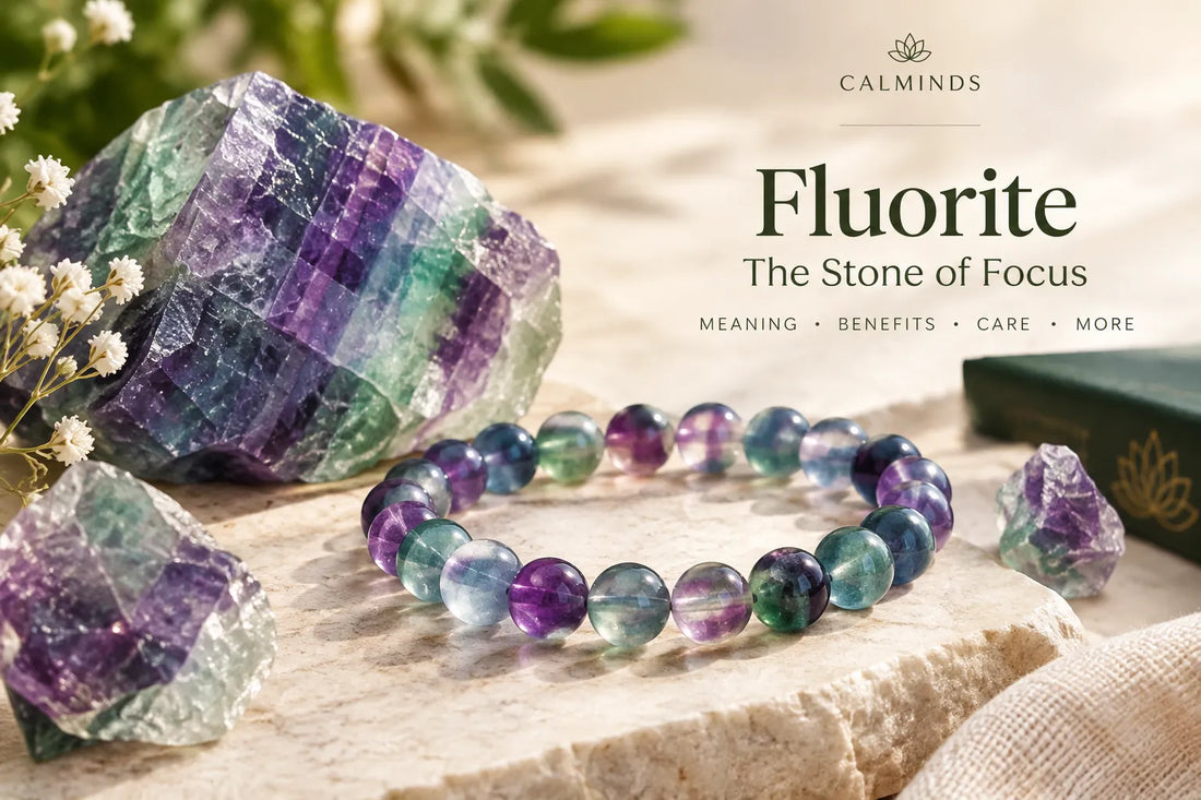 Fluorite bracelet with raw crystal — the stone of focus and clarity