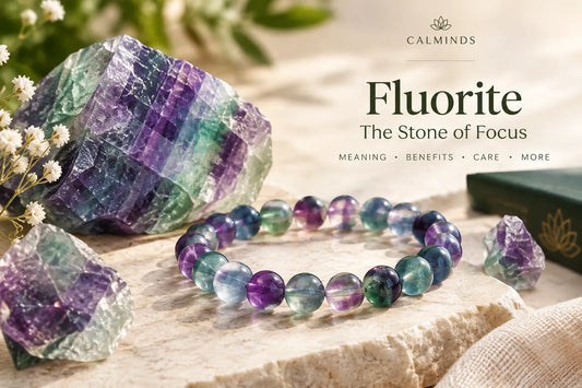 Fluorite bracelet with raw crystal — the stone of focus and clarity