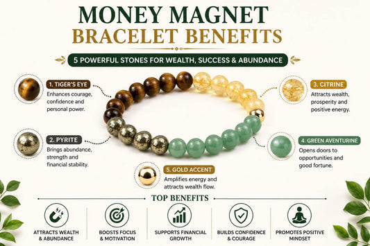 Money Magnet Bracelet Benefits with 5 powerful crystals for wealth and success