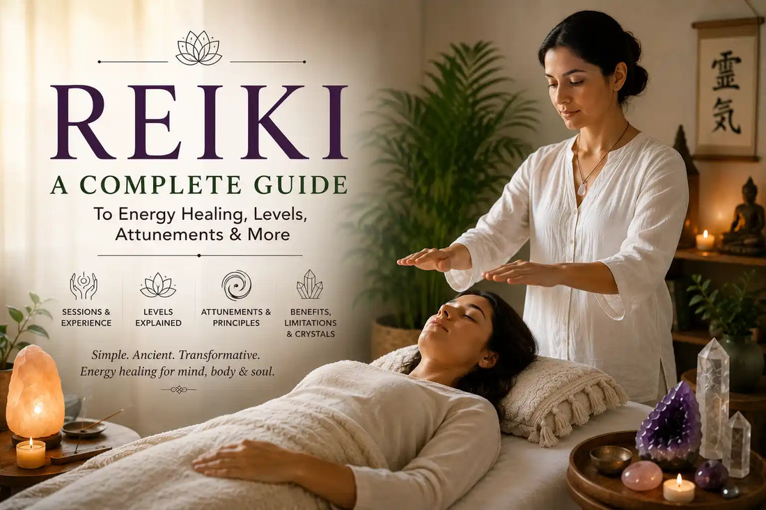 Reiki healing session with practitioner placing hands above client