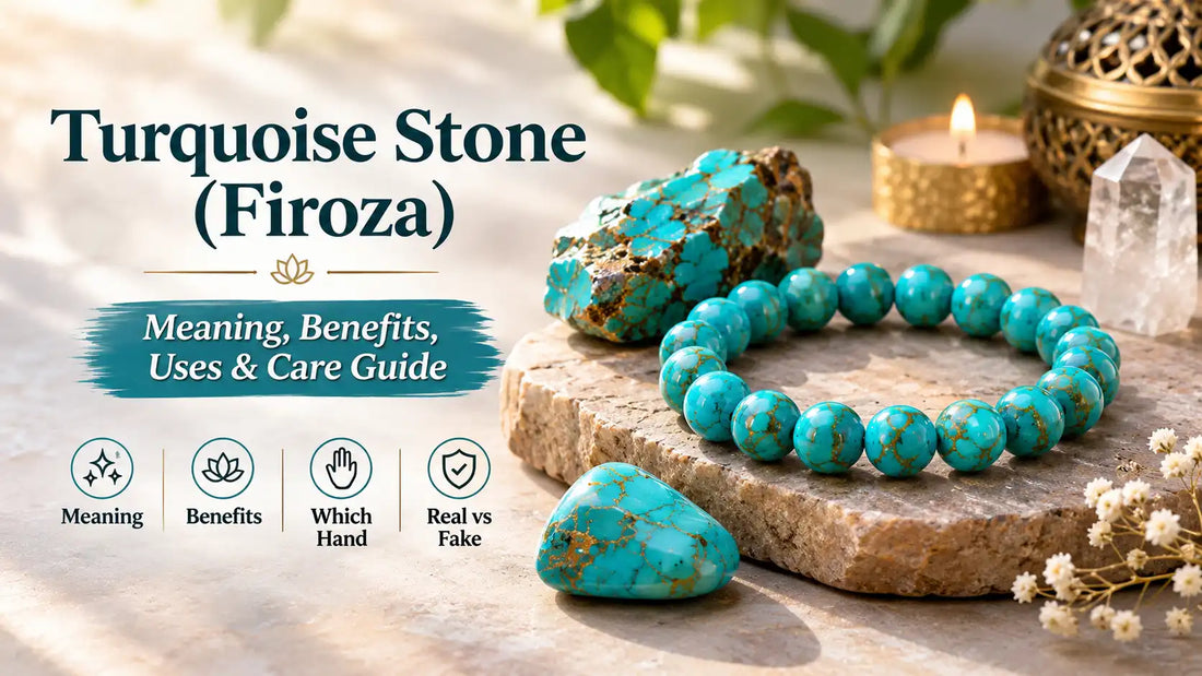 Turquoise (Firoza) bracelet and natural turquoise gemstone, showing the stone's blue-green colour and matrix