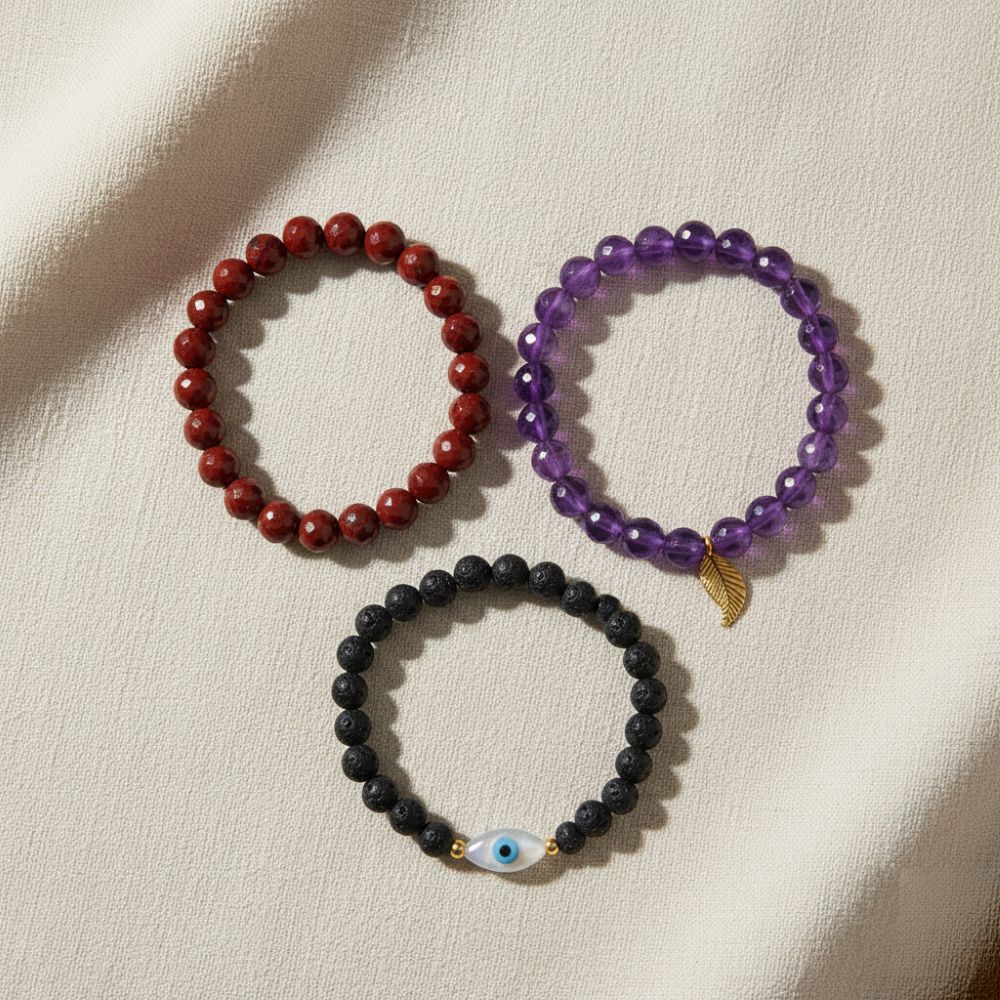 Healing crystal bracelets for balance, positivity and mindful everyday wear by Calminds