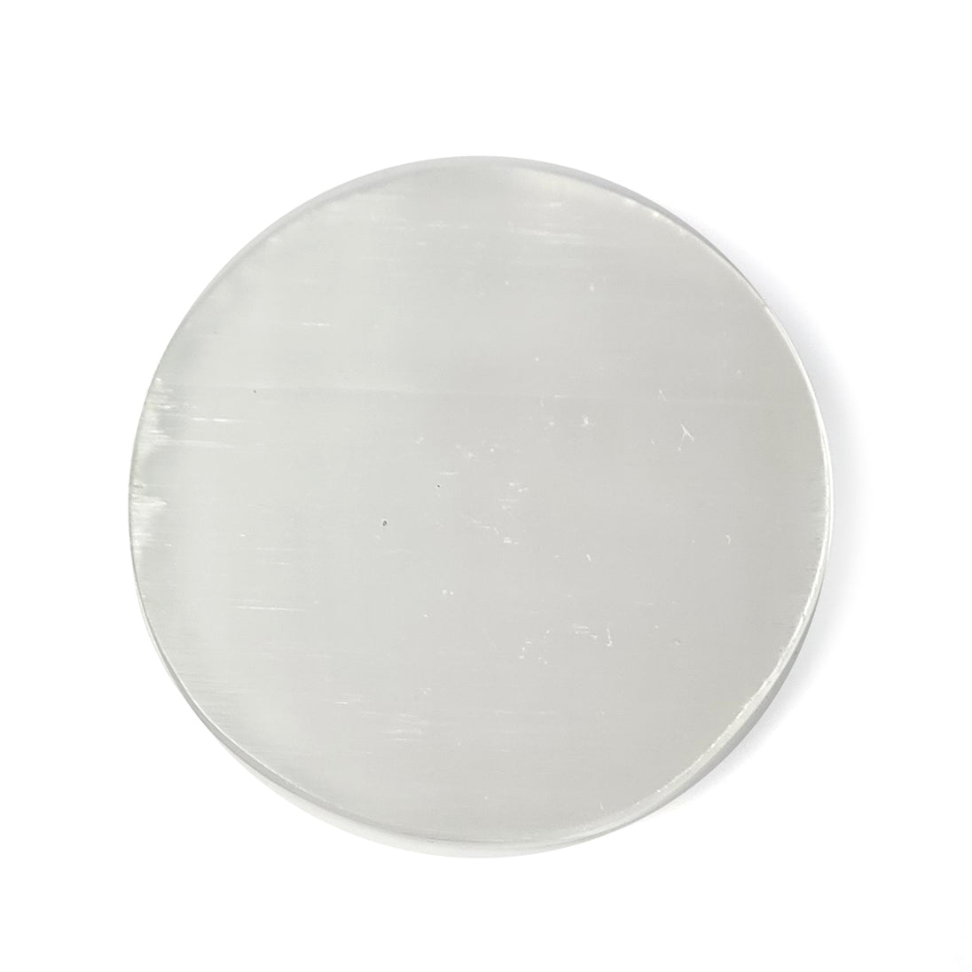 Calminds Round Selenite Charging Plate transparent on white bg