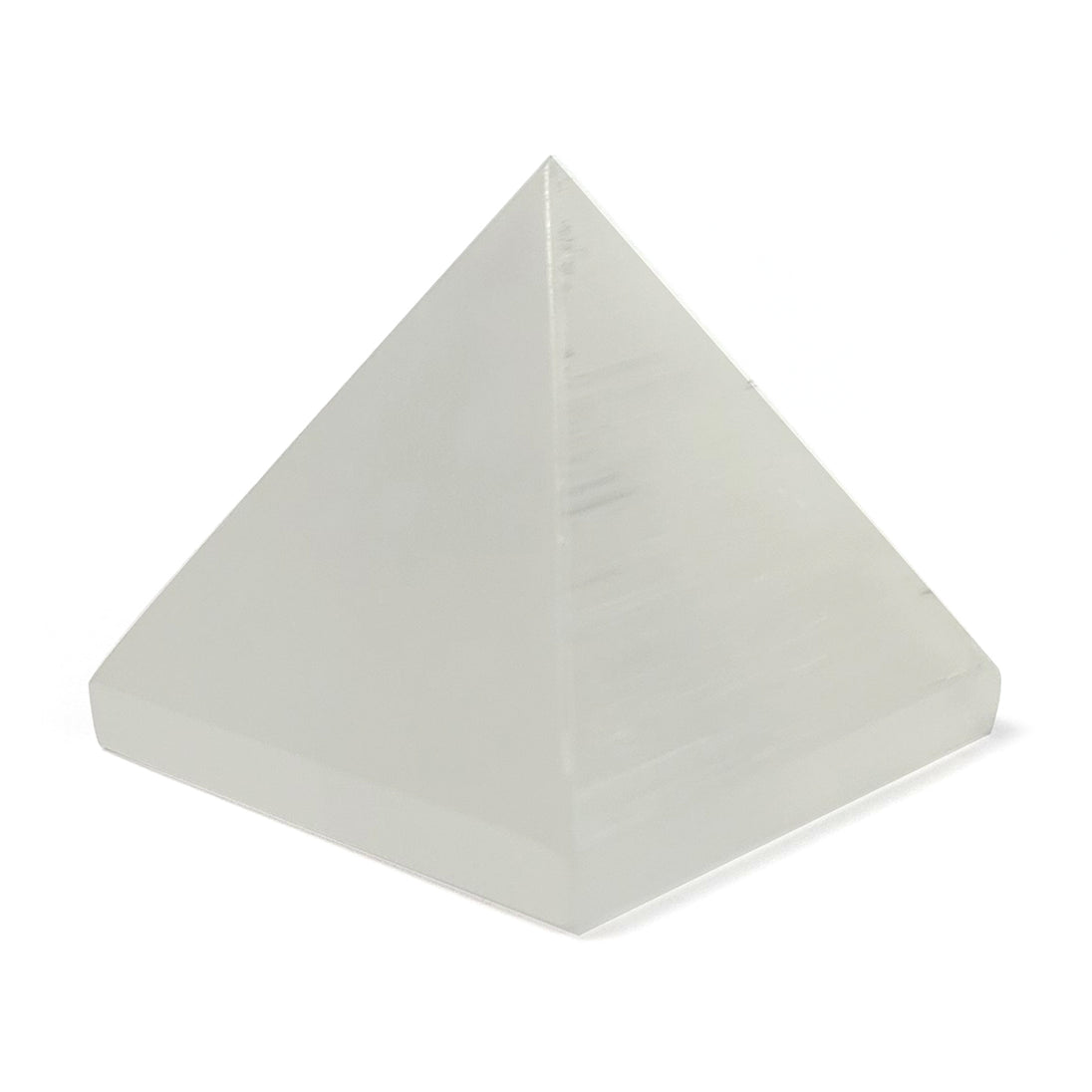 Calminds Selenite Crystal Pyramid side angle