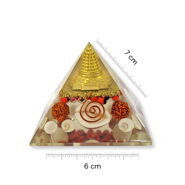 Rudraksha & Gomti Chakra Orgonite Pyramid