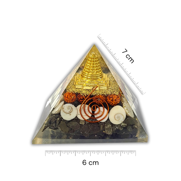 Pyrite Orgonite Pyramid with Shri Yantra