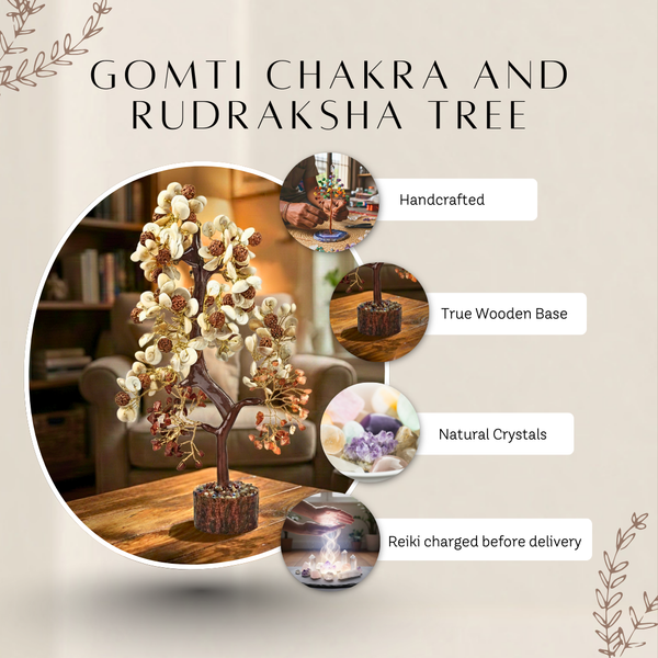 Gomti Chakra and Rudraksha Crystal Tree