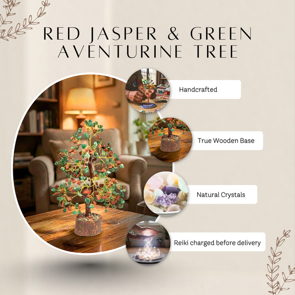 Green Aventurine Red Jasper Crystal Tree