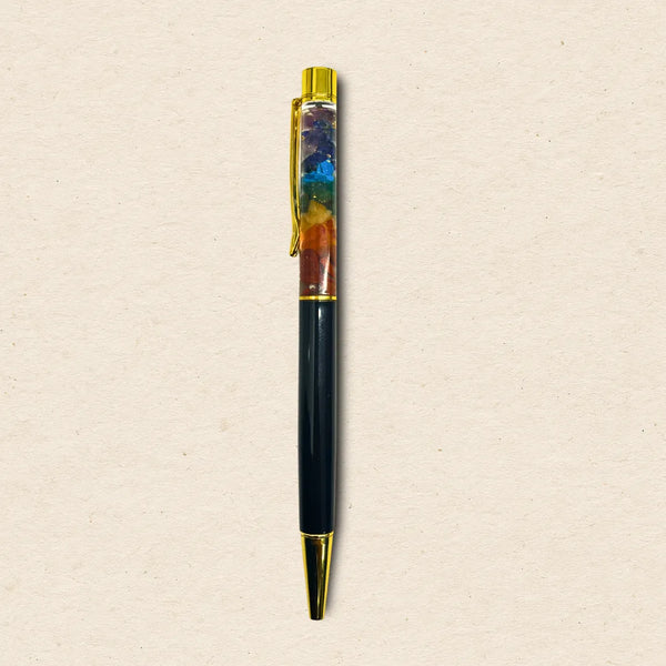 7 Chakra Natural Crystal Ball Pen | Black Edition