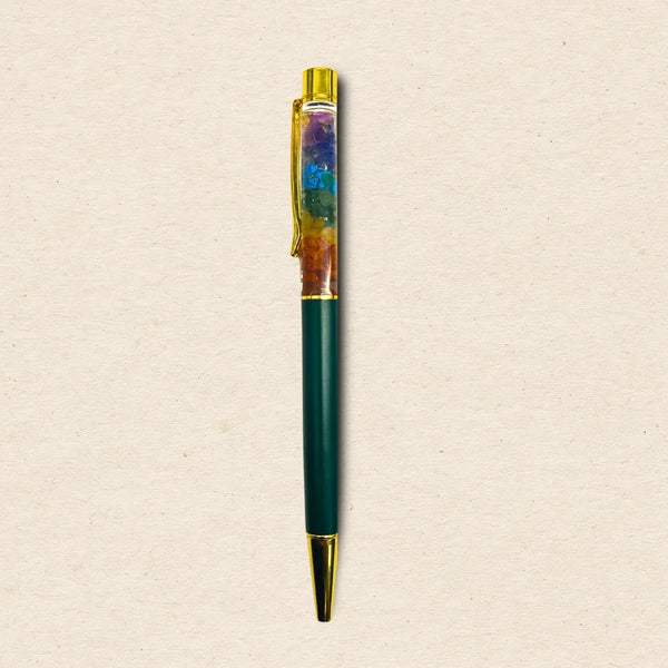 7 Chakra Natural Crystal Ball Pen | Green Edition
