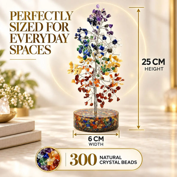 7 Chakra Crystal Tree with Orgonite Base for Home Decor