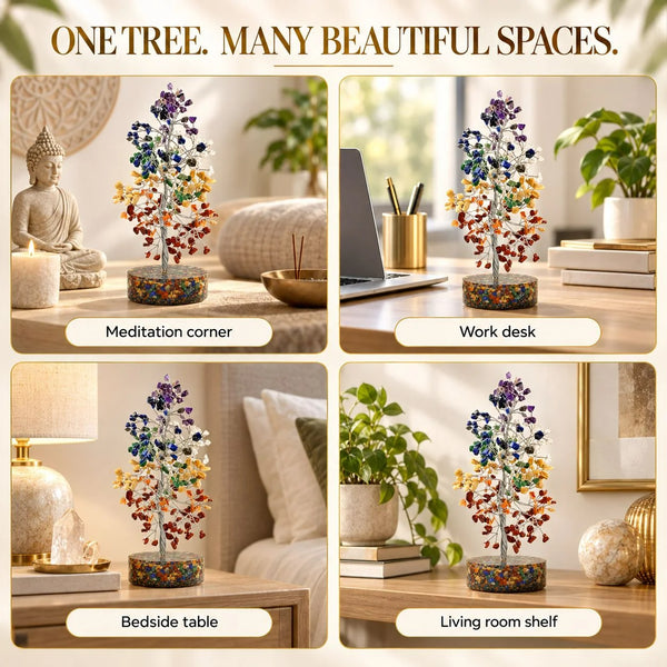 7 Chakra Crystal Tree with Orgonite Base for Home Decor