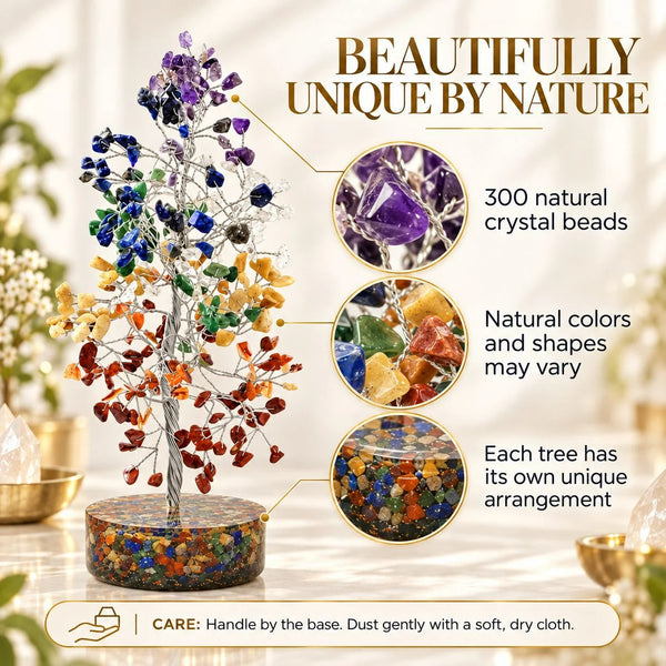 7 Chakra Crystal Tree with Orgonite Base for Home Decor