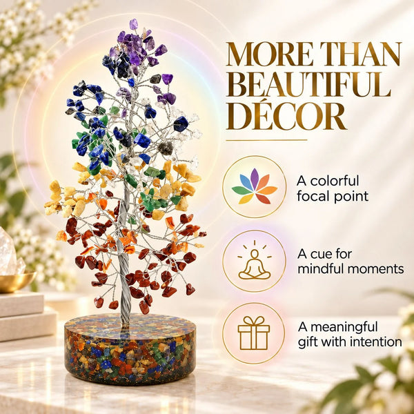 7 Chakra Crystal Tree with Orgonite Base for Home Decor