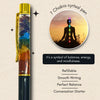 7 Chakra natural crystal ball pen, black edition – features infographic by Calminds
