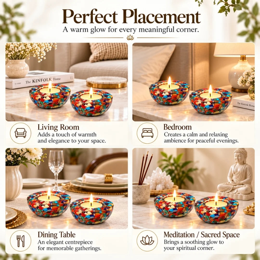 7 chakra tea light holder product image 3