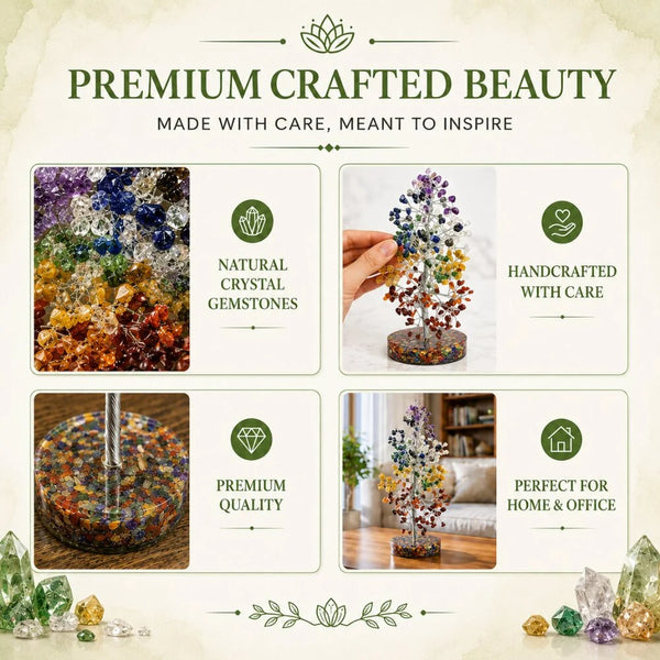 7 Chakra Crystal Tree with Orgonite Base for Home Decor