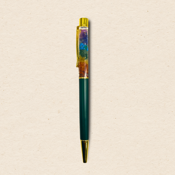 7 Chakra Natural Crystal Ball Pen | Green Edition