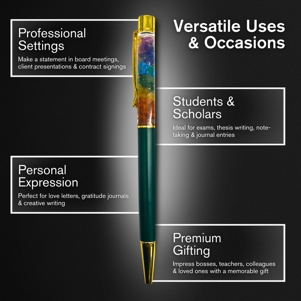 7 Chakra Natural Crystal Ball Pen | Green Edition