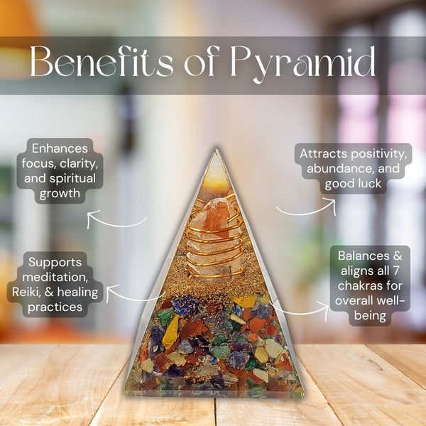 7 Chakra Orgone Pyramid | Crystal Energy Pyramid