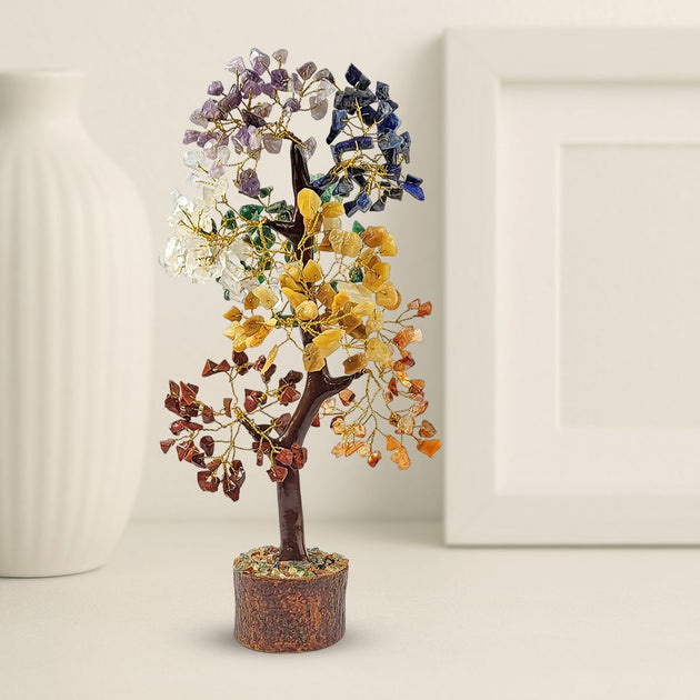 7 Chakra Crystal Tree with wooden base | Calminds