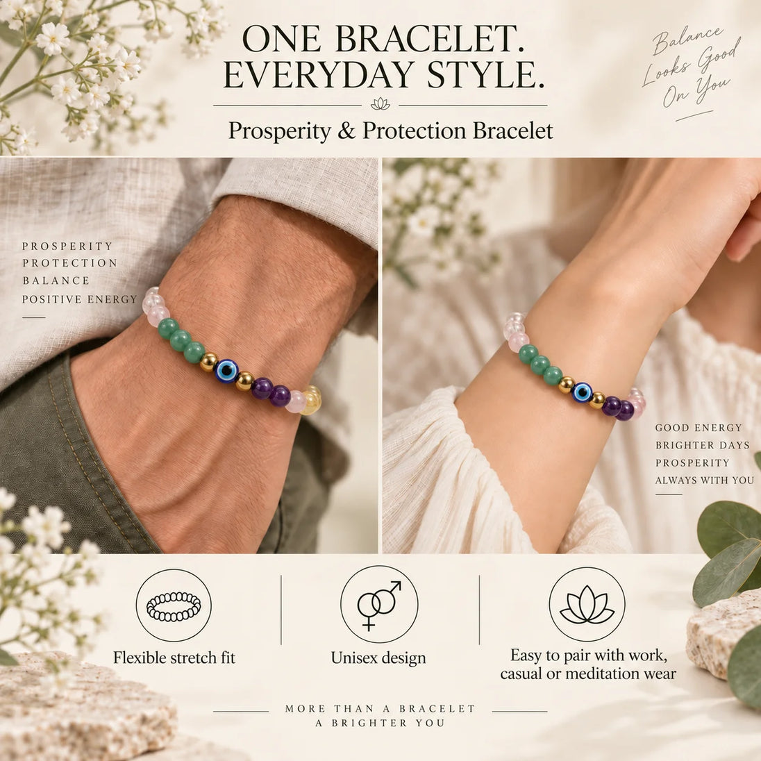 9 Chakra Crystal Bracelet – natural crystal beads by Calminds