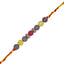 Beaded rakhi with multicolored beads on a white background