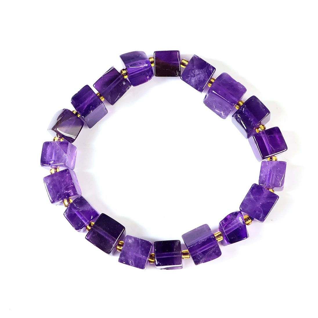 Calminds Purple Amethyst Box Bead Bracelet