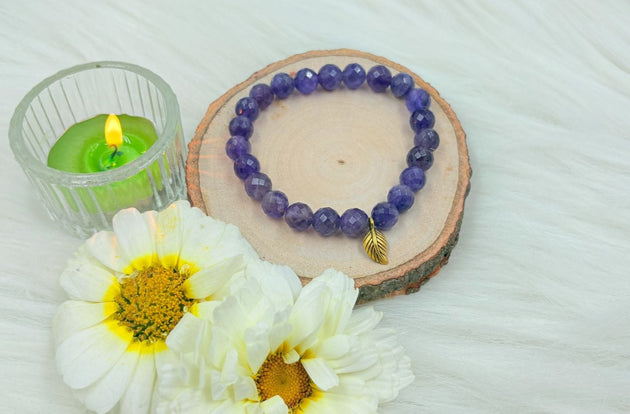 Sagittarius Amethyst Healing Bracelet with golden charm