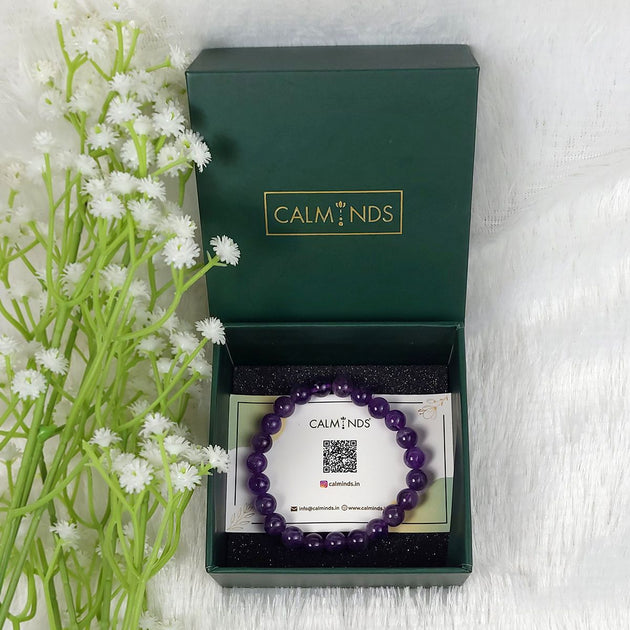 Amethyst Crystal Bracelet inside green box